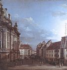 Bernardo Bellotto Famous Paintings - Dresden, the Frauenkirche and the Rampische Gasse